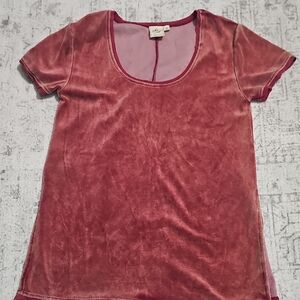 White Crow Velvet Scoop Neck Tee - Rose